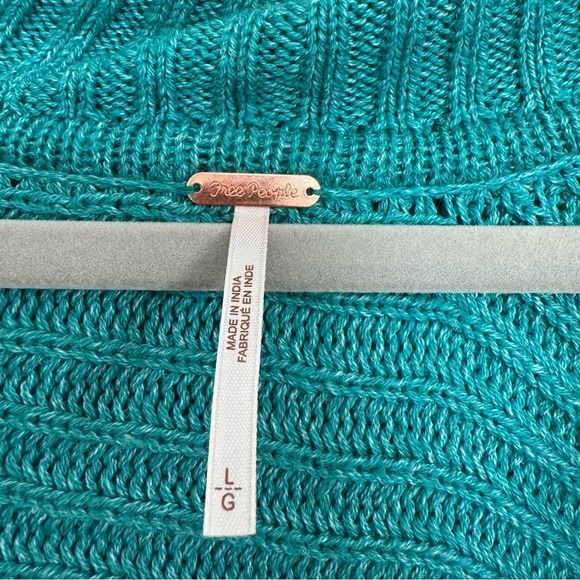 Free People Marlie Knit Collared Pullover in Teal - Picture 4 of 7